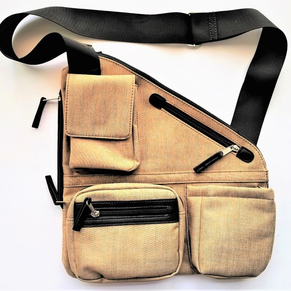 TravelRight Handbags - TravelRight Crossbody Bag Multi-Pocket Khaki NWOT